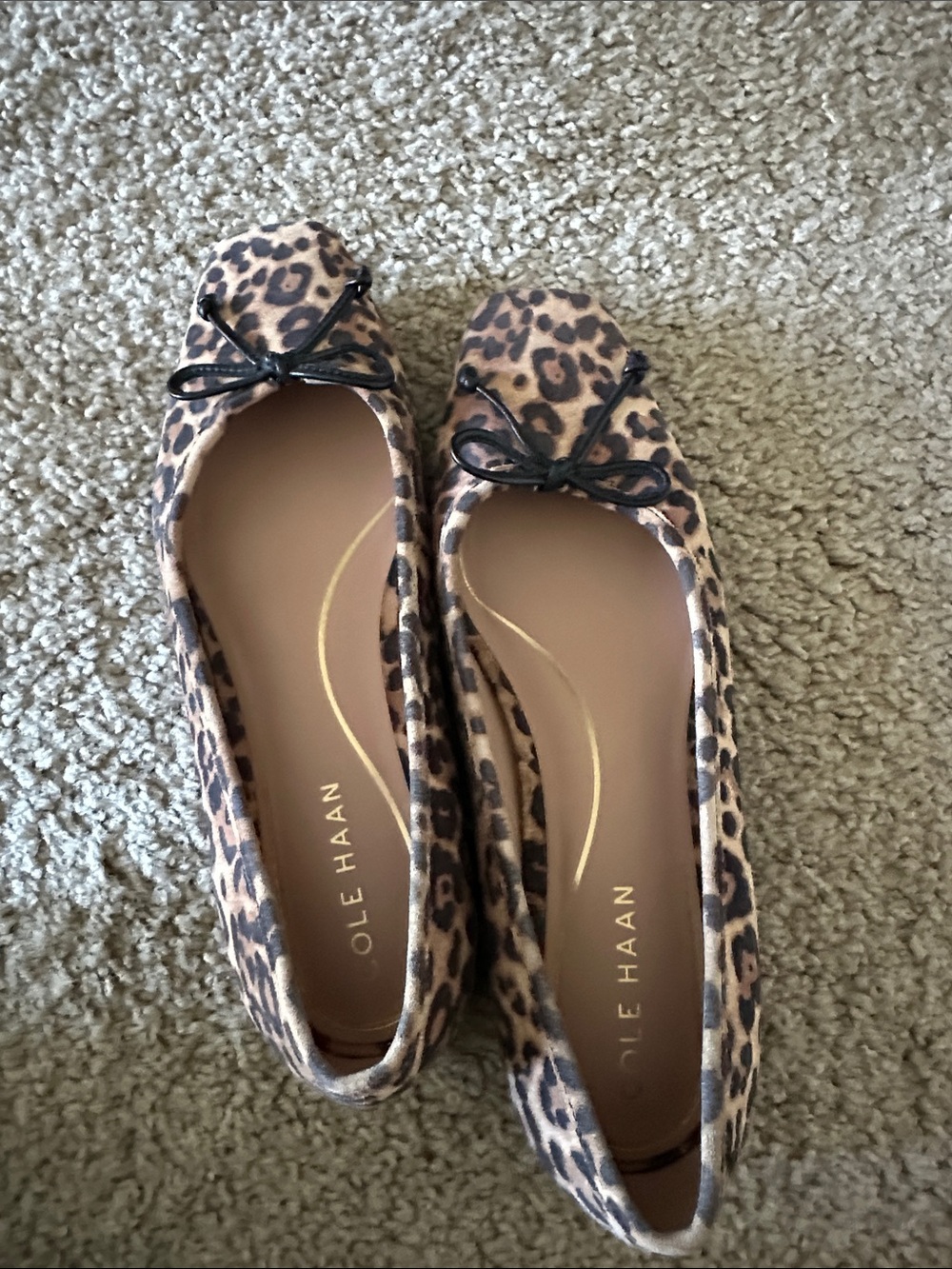 Cole Haan Leopard-Print Ballet Flats in Tan and Black